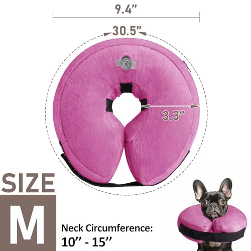MI CASA Protective Inflatable Collar for Dogs and Cats Washable Soft Pet Cone Recovery Collar with Adjustable Buckle for Dogs Cats Surgery Injuries Recovery (Pink - Image 2