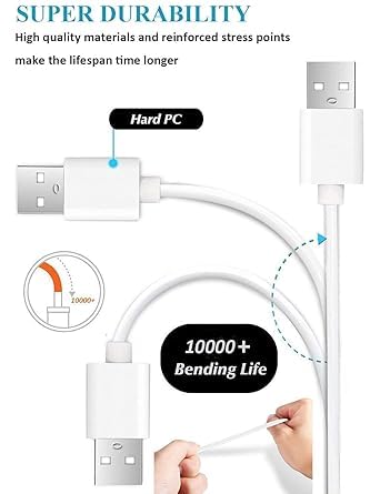 Image of Original Charging & Data USB Cable for Oppo F7 Original USB Cable | Micro USB Data Cable | Sync Quick Fast Charging Cable | Charger Cable | Android V8 Cable (3.1 Amp, 1 Meter, WT, White (fast74)