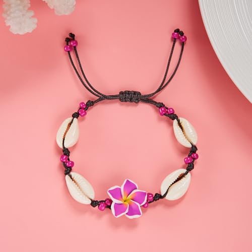 Image of Caiyao 2pcs Lovely Hawaiian Plumeria Rubra Anklet Bracelet Tropical Flower Bohemia Luau Beach Party Accessories for Women