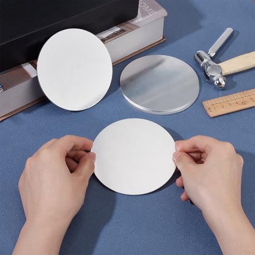 OLYCRAFT 4 Stück 10cm Aluminiumscheibe 2mm Dicke Runde Aluminiumbleche 1060 Aluminiumscheiben Anhänger Runde Stanzrohlinge Zum Laserschneiden Metallstanzen Schmuckherstellung DIY