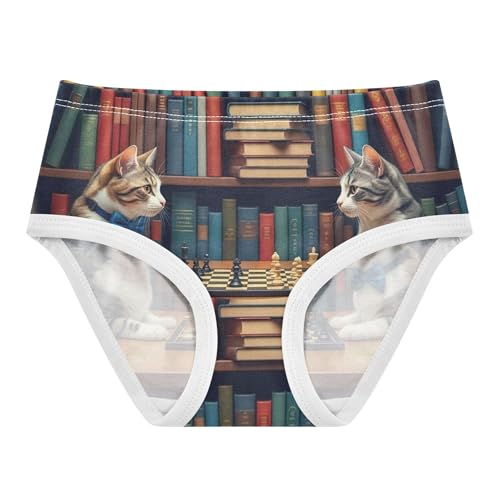 Toddler Girls Underwear 2t Cotton Little Girl Panties Designer Kids Undies Briefs Cute Cats Bookshelf