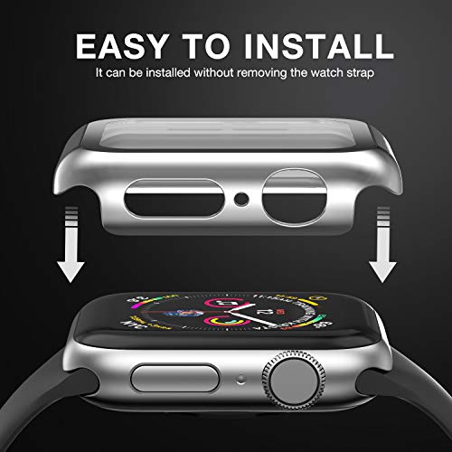 Image of Case Compatible with Apple Watch 38MM Series 3 /2 /1 / with Built-in Tempered Glass Screen Protector, All-Around Ultra-Thin Bumper Full Cover Hard PC Protective Case for iWatch
