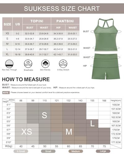 Image of SUUKSESS Women 2 Piece Workout Sets High Waisted Tummy Control Biker Shorts Halter Padded Tank Tops