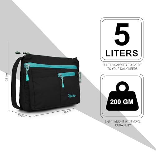 Image of Lasso Sling Bag For Women with Adjustable Strap Stylish Ladies Crossbody Polyester Sling Bag for Office, Causal, Travel & College | 5L Capacity & 5 Multiple Pockets (4 Zip & 1 Open Pocket)