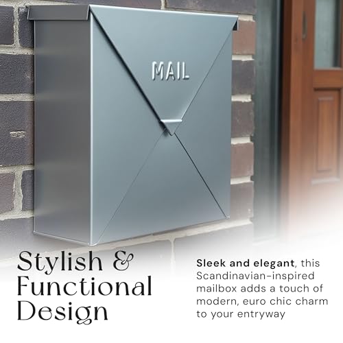 Image of NACH Mailboxes for Outside Wall Mount, 10 x 10 x 4 inch Silver Mail Boxes for House Outside, Waterproof Mailboxes for Outside - Chicago Style Mail Box