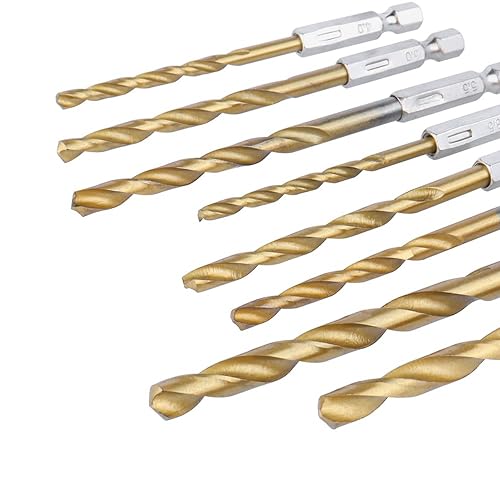 Mesee 13 Stück HSS Spiralbohrer Set, 1/4 Sechskantschaft Titanbeschichtetes Metallbohrer Set, Schnellwechsel Impact Control Spiralbohrer für Holzbearbeitung, Kunststoff 1,5-6,5mm