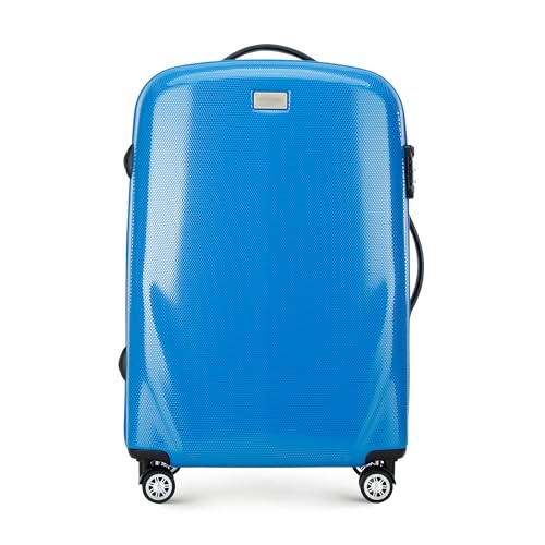 WITTCHEN PC Ultra Light Bagagli rigidi Valigia da viaggio Valigia trolley Valigia media in policarbonato Quattro ruote doppie Lucchetto TSA Manico alluminio telescopico Taglia M Blu