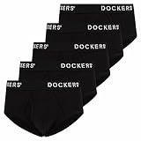 DOCKERS Mens Underwear Briefs 100% Cotton Tag-Free Bikini Brief for Men Pack of 5 All Black