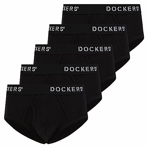 DOCKERS Mens Underwear Briefs 100% Cotton Tag-Free Bikini Brief for Men Pack of 5