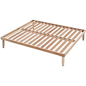 Evergreenweb – vaste lattenbodem voor tweepersoonsbed, 180 x 200 cm, hoogte 35 cm, natuurhouten latten, orthopedisch, bedbodem of matrasbodem, versterkte structuur, centrale dwarsbalk, 5 afneembare poten, inbouwbodem, AANBIEDING