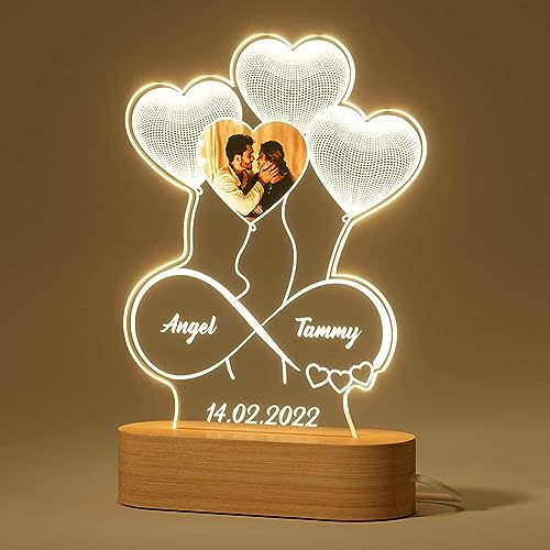 Lámpara Acrílica De Corazón Personalizada, Ilusión De Diseño De