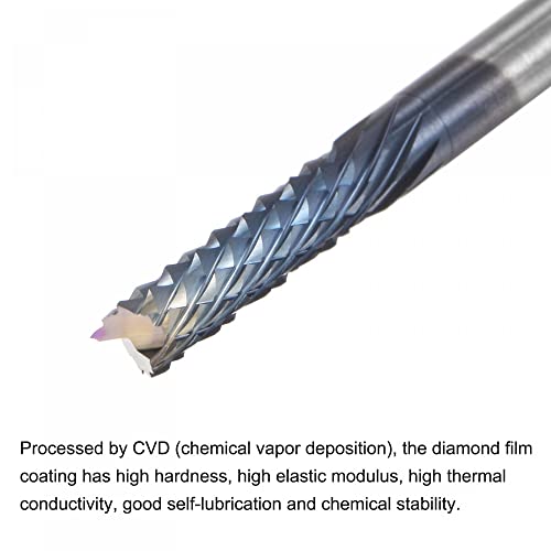 Image of uxcell End Mill CNC Router Bits, 3mm x 12mm 1 /8 inch Shank Diamond Film Coated Carbide Engraving Bit Milling Cutter Left Hand for PCB Plastic Fiber Wood 10pcs