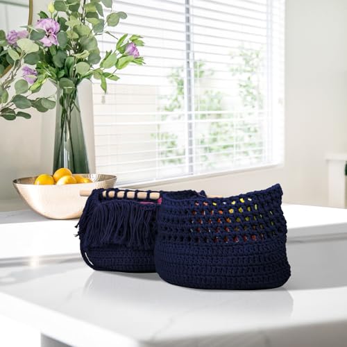 Image of ZUEXT Macrame Cord, Navy, 4mm x 547yds Cotton String Macrame Yarn | Natural Handmade, 4 Strands Twisted Cotton Rope, for Craft Wall Hanging Weaving Tapestry Dream Catchers Hanger DIY Gift, 500m