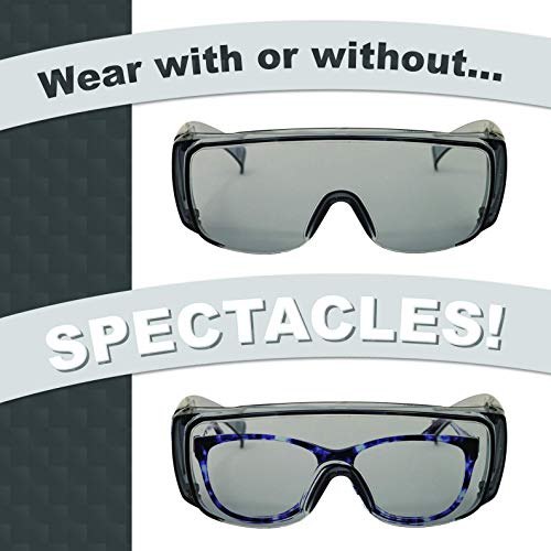 Image of SAFE HANDLER Diamont Gray Vented Over Glasses Safety Glasses, 12 Pack | ANSI Z87.1 & CE EN 166 Certified Impact Resistant, Fit over Prescription Goggles for Men & Women - Work, Lab & Industrial