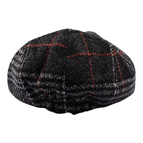 Image of The Tie Hub Wool Flat Cap for Men & Women | Adjustable Vintage Newsboy Gatsby Hat for Casual, Travel, Outdoor | Free Size Herringbone Ivy Style Cap