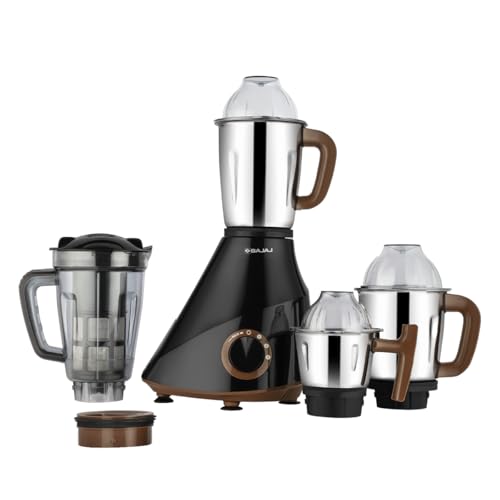 Image of Bajaj Armor Series QuadraMax 1000W Mixer Grinder | 4 Jars | DuraCut Blades | Military Grade Jars | 2 Yrs Warranty 【Black /Chocolate】