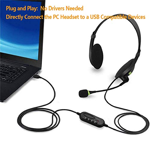 Afaneep Cuffie USB Cablate con Microfono per PC Computer Laptop Cuffie Stereo Riduzione del Rumore Cuffiette On Ear per Call Center Skype Chat Conference Call Videoconferenza Ufficio