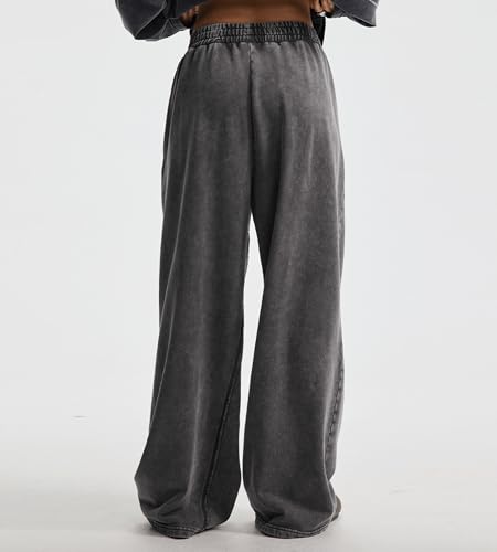 Image of Colorful world Mens Sweatpants Acid Washed Elastic Waist Drawstring Sweat Pants Cotton Baggy Streetwear Pant with Pockets