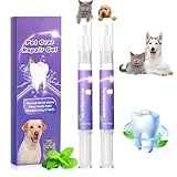 2PCS Cepillo de Dientes Para Perro,Cepillo de Dientes para Mascotas Para Perros y Gatos,Gel Bucal Sin Sabor para Aliento...