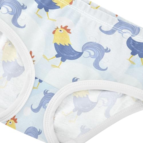 Wusikd Cocks Girls' Underwear Cotton Blue Chicken Girls Briefs Soft Toddler Underwear 4T4