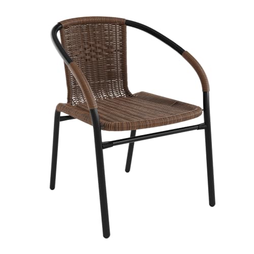 Image of Flash Furniture Lila Medium Brown Rattan Indoor-Outdoor Restaurant Stack Chair