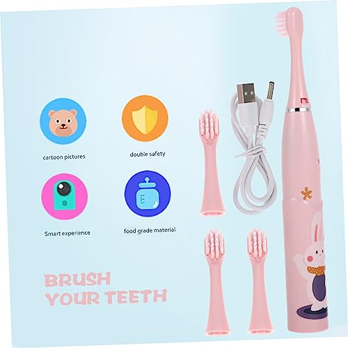 Healvian 3 Sätze Elektrische Zahnbürste für Kinder tragbare Zahnbürste Brautspiele Zahnbürsten für Kinder bequeme Zahnbürste Kinderversorgung wasserdicht Erstausrüster superfeine Faser Rosa – Bild 8
