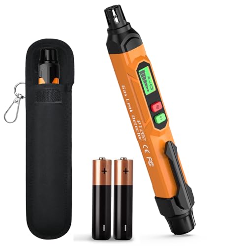 YUSHIYAN Natural Gas Leak Detector, Audible & Visual Alarm, Portable Gas Sniffer to Locate Combustible Sources for Methane, Propane(Includes Battery x2, Orange)