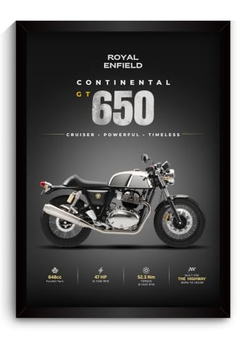 Image of RE Continental GT 650 Mr Clean Poster | Framed RE Continental GT 650 A4 Sized (31 x 23 cm) | Mr Clean Bike Poster for Wall, Gift for Boys, Bike Frames | Bikes Posters for Wall, Bedroom, Hostel, Study Room (F 195)