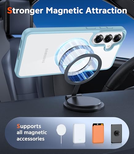 Image of FNTCASE for Samsung Galaxy S26-Plus Case: Clear Magnetic Phone Cases with Screen Protector Compatible with Magsafe Slim Anti Yellowing Shockproof Protective Transparent Cover (C-Teal Magnetic)