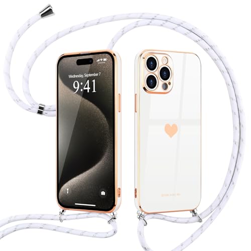 Pnakqil Custodia IPhone 15 Con Cordino Da Collo In Silicone, Viola, Sottile E Leggera Con Supporto Alla Ricarica Wireless - 3