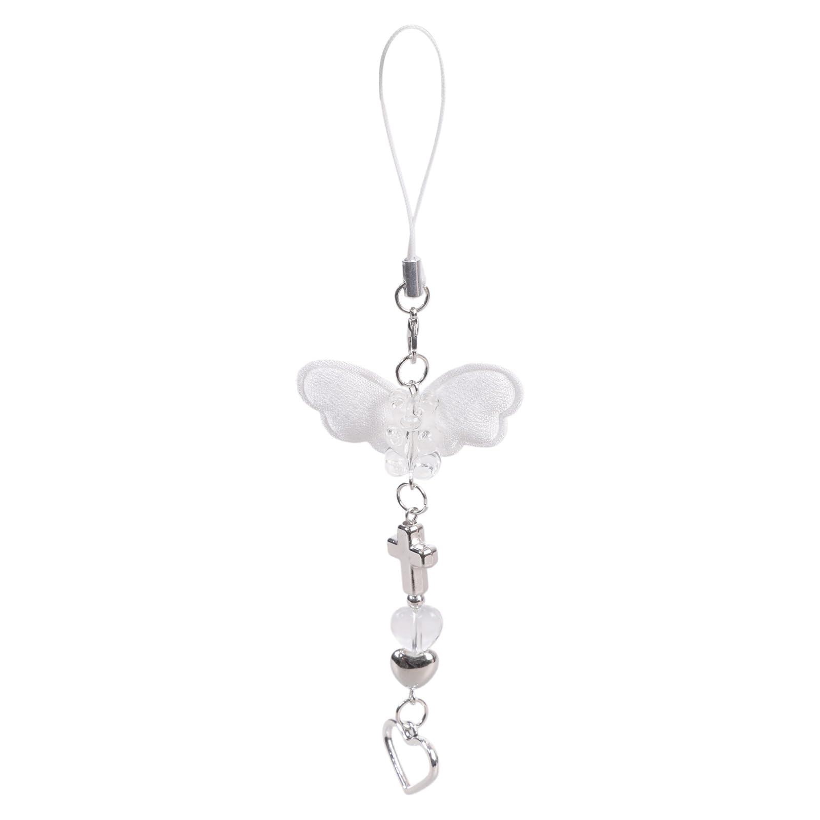 NEWFT Colorful Beaded Chain Delicate Wing Crosses Keychain Pendant