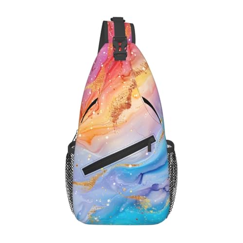 Bolso tipo bandolera con estampado mármol colorido liviano