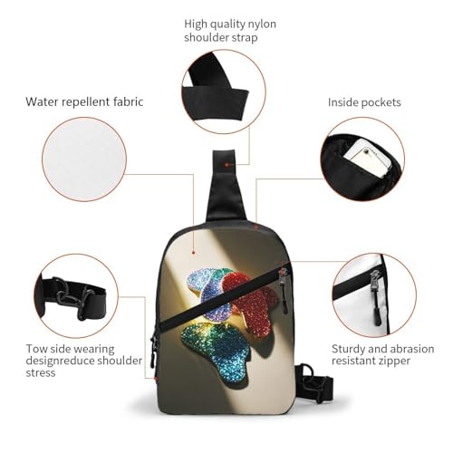 Glitter Sequin Spot Print Men's and Women's Foldable Crossbody Bag,Sports Crossbody Bags,and Daily Chest Bags3