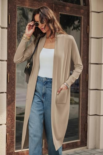 Image of GRACE KARIN Essential Solid Open Front Maxi Long Knitted Cardigan Sweater for Women