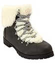 Comfortview Arctic Bootie Faux Fur Trim Women's Winter Snow Boots (Wide Widths Available) - 8 WW, Black (Wide Widths Available)