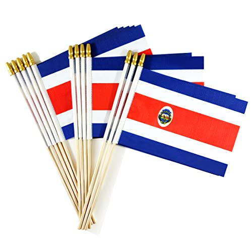 Drapeaux du Costa Rica à bâton de 12,7 x 20,3 cm et mini pavillon de table en bois