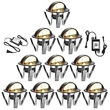 FVTLED WiFiデッキライトキット 10個 低電圧Φ1.38 屋外 埋め込み式 ステップ 階段 温白色 LED 照明 Alexa Google Home対応 ブラック