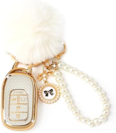 Key Fob Cover With Diamond Keychain Car Key Holder Case