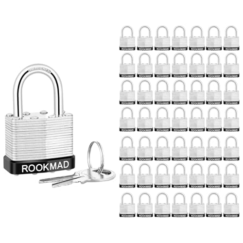 Image of Keyed Padlocks, Laminated Steel Padlock, Keyed Alike Locks with Same Keys, PE Plastic Hoop, This Pad Lock with Eco-Friendly Materials, 50 Pack