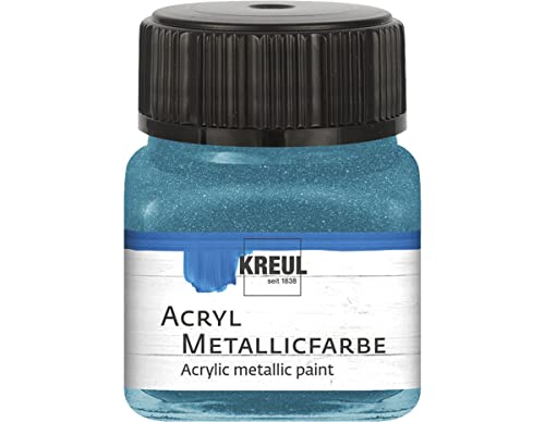 Kreul, 20 ml Glass in Petrol, Glamorous Acrylic Paint with Metallic Effect on Water Based, Creamy Opaque, Quick-Drying and Waterproof