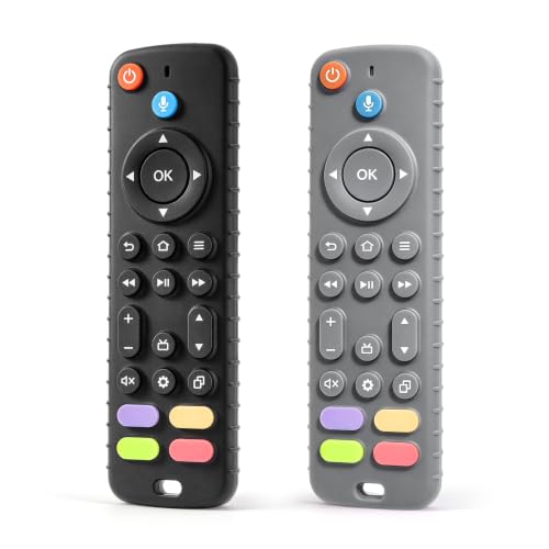 2 Pack TV Remote Baby Teething Toys 3-12 Months, Silicone