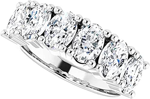Moissanite World Touch of Paradise Bold Eternity Wedding Band,Oval Cut 6.00CT,VVS1 Clarity, Colorless Moissanite, 925 Sterling Silver, Engagement Ring, Wedding Gift, Perfact for Gift