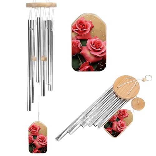 Outdoor Wind Chimes, Roses Printed Wind Chimes,Simple Wind Chimes,Curtain Wind Chimes for Home Decoration