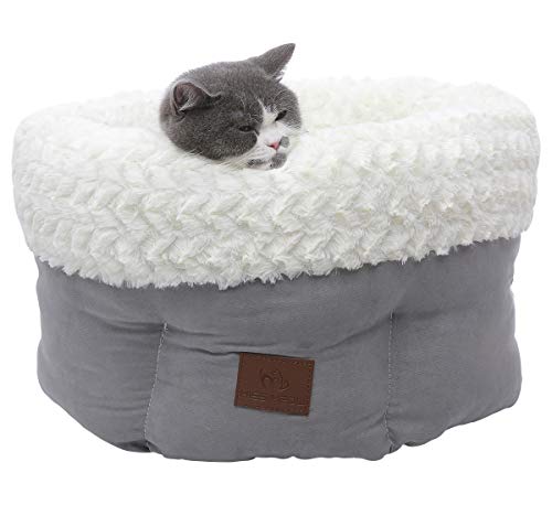 Miss Meow Round Self-Warming Deep Sleep Faux Suede Cat Dog Pet Bed 16”x16”12”