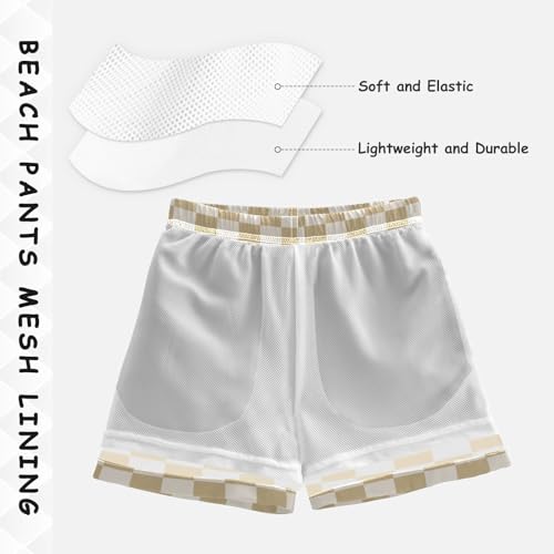 Brown Checkerboard Boys Swim Trunks Buffalo Checkered Plaid Toddler Beach Board Shorts Baby Summer Bathing Suit 3T4