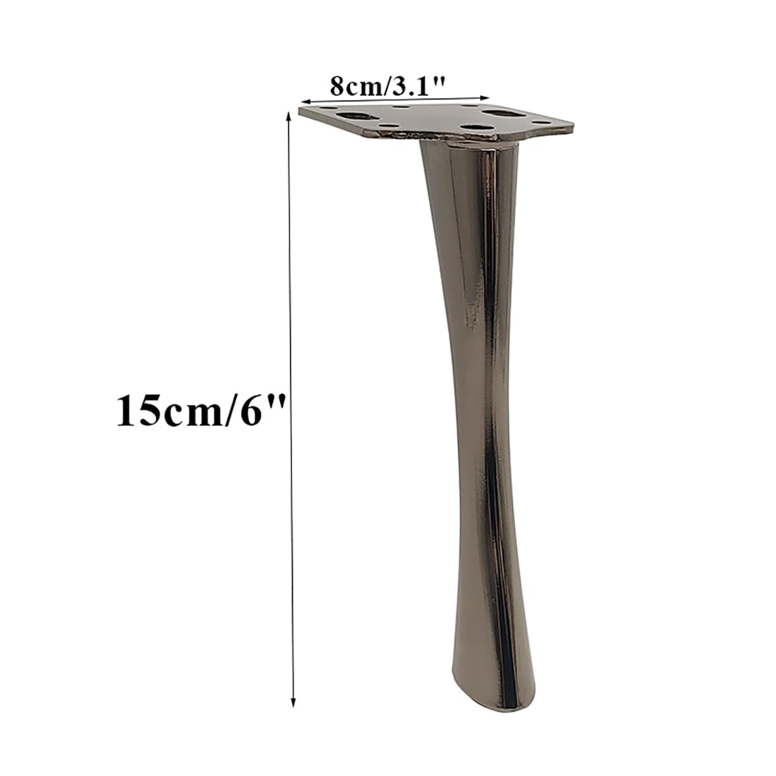 Futrzane nogi perłowa czerń, 4 szt. zwężane futrzane nóżki stal walcowana na zimno | Platerowane nogi stołu Wysokość: 15 cm / 6 cali, 17 cm / 6,7 cala nogi sofy nogi szafki stopy kuchenne 15