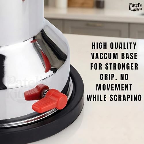 Image of PATEL'S KITCHEN Coconut Scraper with Stainless Steel Serrated Blade | Manual Coconut Grater Tool | Coconut Meat Remover | Kitchen Tool for Fresh Coconut Scraping (VACCUM Scraper, 1, Count)
