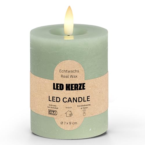 LED Stumpenkerze aus Echtwachs mit Timerfunktion & Fernbedienung -...