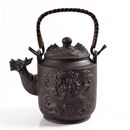 Tetera de cerámica Zisha para té chino Kung Fu con capacidad de 780ml y acabado color negro
