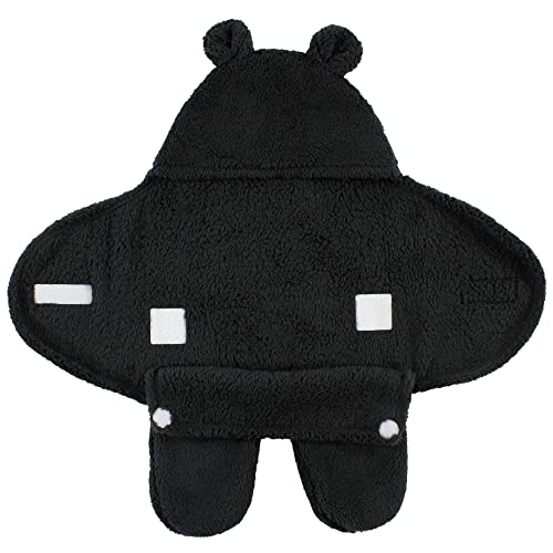 Image of Hudson Baby Unisex Baby Animal Sherpa Baby Outdoor Stroller Sack Wrap, Black, One Size